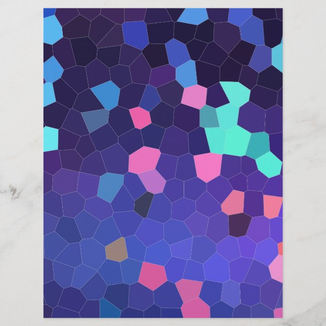 青とターコイズのスポット – モザイク (正面)