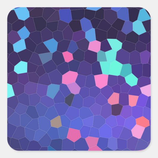 青とターコイズのスポット – モザイク スクエアシール (正面)