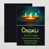 青とターコイズのディワリーディヤ 招待状 (正面/裏面)