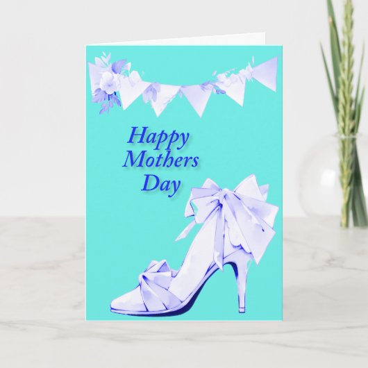 青とターコイズのバナーと靴 カード (正面)