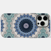 青とターコイズの曼荼羅 幾何学対称 Case-Mate iPhoneケース (裏面 (横))