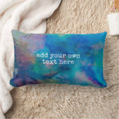 青とターコイズの水彩アートのテキストの追加 ランバークッション (ブランケット)