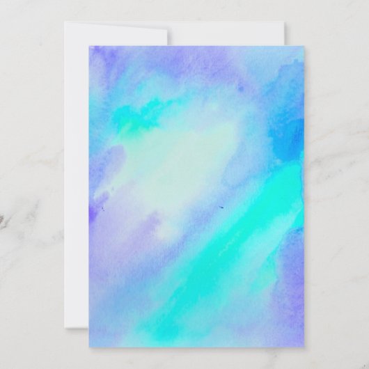 青とターコイズの水色ルックバルミツワー 招待状 (裏面)