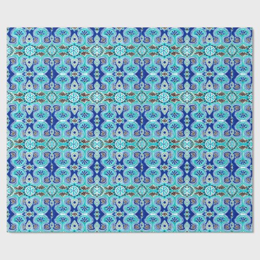 青とターコイズギフトラップ ラッピングペーパー (フラット)