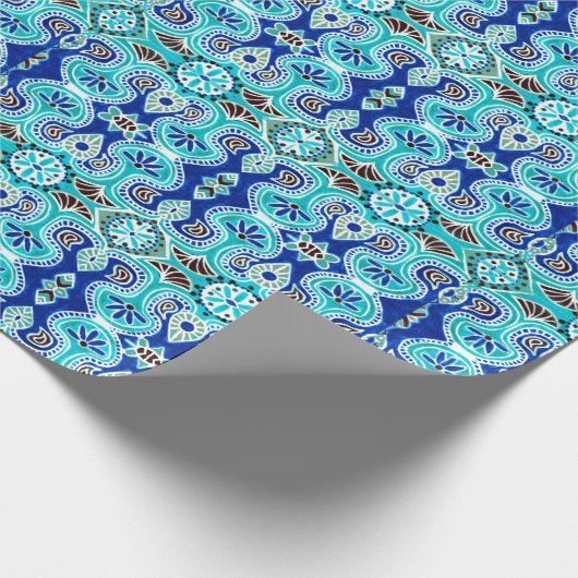 青とターコイズギフトラップ ラッピングペーパー (角)