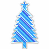 青とターコイズストライプクリスマスツリー シール (正面)