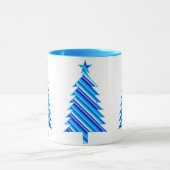 青とターコイズストライプクリスマスツリー マグカップ (中央)