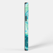 青とターコイズブルーの海の波と泡    iPhoneケース (右側面)