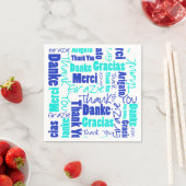 青とターコイズ多言語 スタンダードカクテルナプキン (インサイチュ)