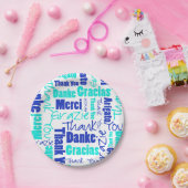 青とターコイズ多言語 ペーパープレート (パーティー)