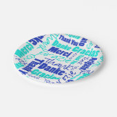 青とターコイズ多言語 ペーパープレート (アングル)