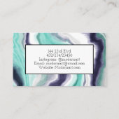 青とターコイズ大理石抽象芸術流体アート 名刺 (裏面)