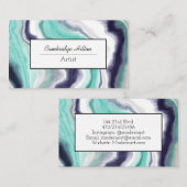 青とターコイズ大理石抽象芸術流体アート 名刺 (正面/裏面)