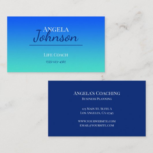 青とターコイズ グラデーション 名刺 (正面/裏面)