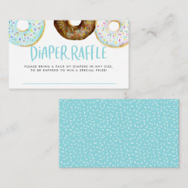青とチョコレートの水の色のドーナツおむつラッフル エンクロージャーカード