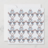 青とチョコレートの花が渦巻くダマスクワエレガントッド 招待状 (裏面)