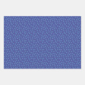 青とティール（緑がかった色）のドットパターン（の模様が）ある ラッピングペーパーシート (正面3)