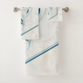 青とティール（緑がかった色）のフローラグラフィック「生命の活性化」 バスタオルセット (インサイチュ)