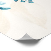 青とティール(緑がかった色)のフローラグラフィック「生命の活性化」 ポスター (角)