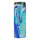 青とティール（緑がかった色）の大理石の波 タンブラー (裏面)