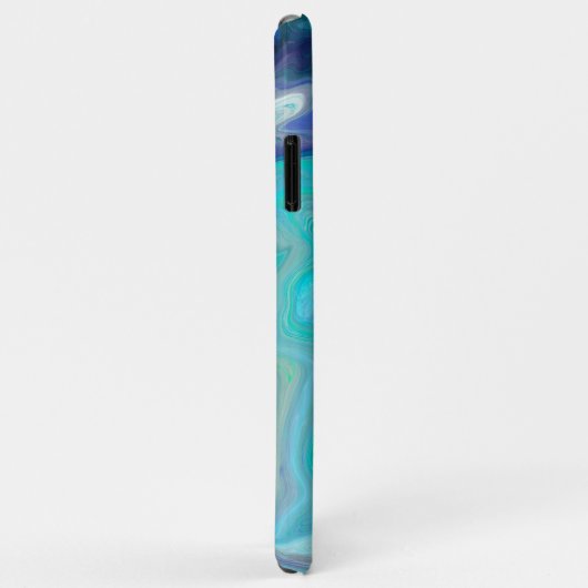 青とティール(緑がかった色)の大理石の波 Case-Mate iPhoneケース (裏面/右)