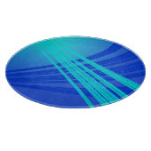 青とティール（緑がかった色）の抽象芸術線 カッティングボード (角)