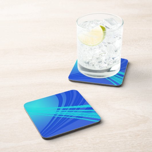 青とティール（緑がかった色）の抽象芸術線 コースター (右側)