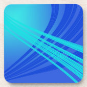 青とティール（緑がかった色）の抽象芸術線 コースター (正面)