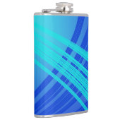 青とティール（緑がかった色）の抽象芸術線 フラスク (右)