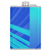 青とティール（緑がかった色）の抽象芸術線 フラスク (裏面)