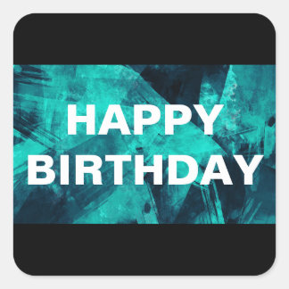 青とティール（緑がかった色）の明るい抽象芸術パターン スクエアシール