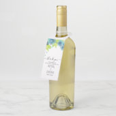 青とティール(緑がかった色)の春の花結婚、フローラ ボトルネックタグ (アングル)