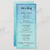 青とティール(緑がかった色)の水色とマンダラ結婚のメニュー メニュー (正面/裏面)