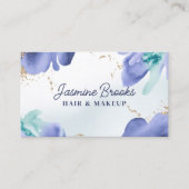 青とティール(緑がかった色)の水色抽象芸術 名刺 (正面)