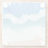 青とティール（緑がかった色）の海波 ガラスコースター (裏面)