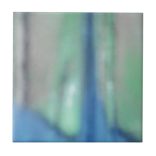 青とティール(緑がかった色)の緑の海ガラス タイル (正面)