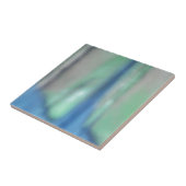 青とティール(緑がかった色)の緑の海ガラス タイル (側面)