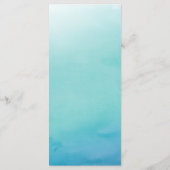 青とティール（緑がかった色）グラデーションの水の色結婚のメニューカード メニュー (裏面)