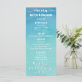 青とティール（緑がかった色）グラデーションの水の色結婚のメニューカード メニュー (スタンド正面)