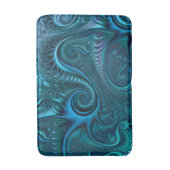 青とティール(緑がかった色)タコの触手らせん模様 バスマット (正面縦)