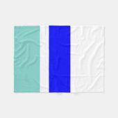 青とティール(緑がかった色) フリースブランケット (正面(横))