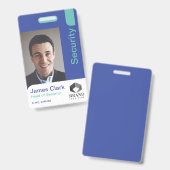 青とティール（緑がかった色）モダンとセキュリミニマルティ写真ID バッジ (正面＆裏面)