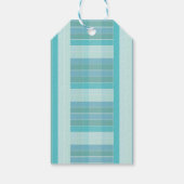 青とティール(緑がかった色)市松模様にありがとうラベル ギフトタグ (裏面)