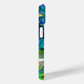 青とティール（緑がかった色）抽象芸術フローラルパターンiPhoneケース Case-Mate iPhoneケース (裏面 / 右)