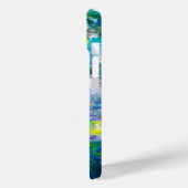 青とティール（緑がかった色）抽象芸術フローラルパターンiPhoneケース Case-Mate iPhoneケース (裏面 / 左)