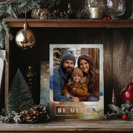 青とテラコッタの水彩ローズゴールド 箔シーズンカード