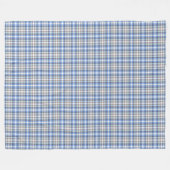 青とトープタータンチェック格子模様 フリースブランケット (正面(横))