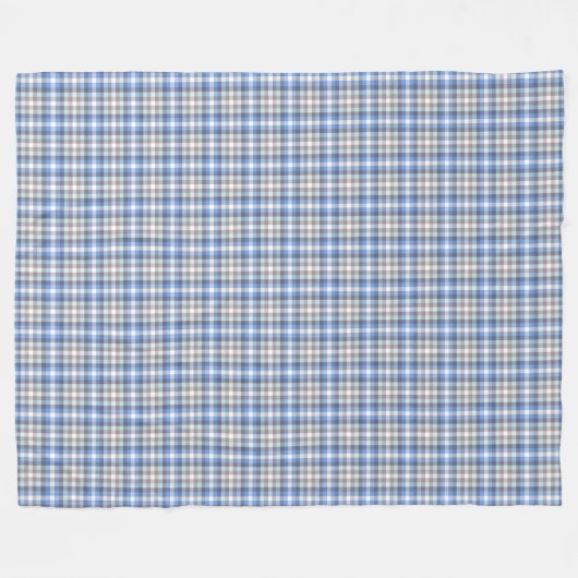 青とトープタータンチェック格子模様 フリースブランケット