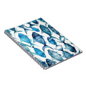 青とネイビーの海の魚 | 海洋の学校用品 ノート (右側)