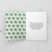 青とネイビーの花と葉のブライダルシャワーのお礼カード サンキューカード (内部)